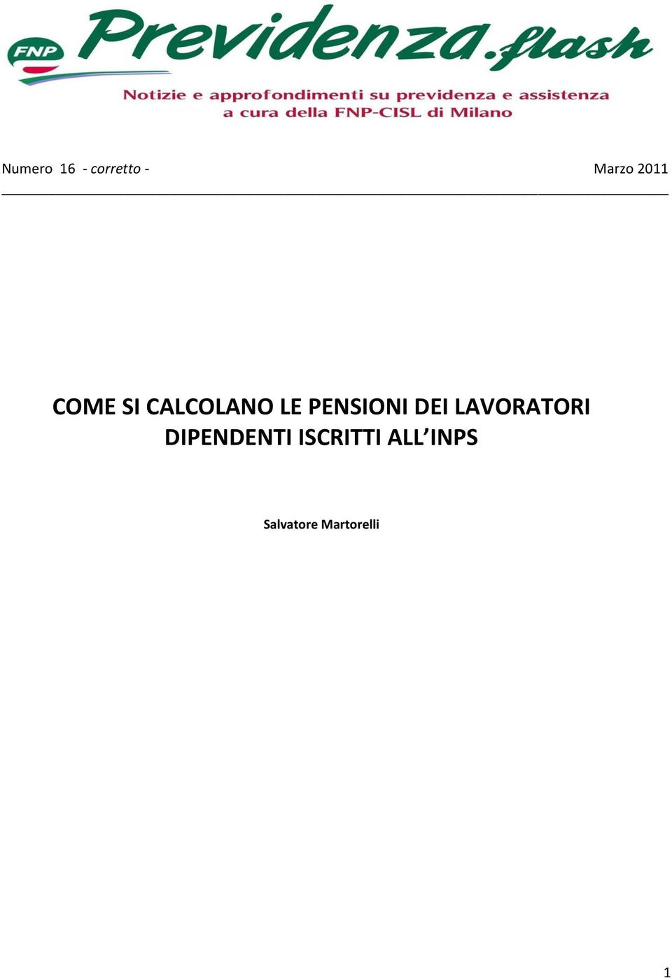 PENSIONI DEI LAVORATORI