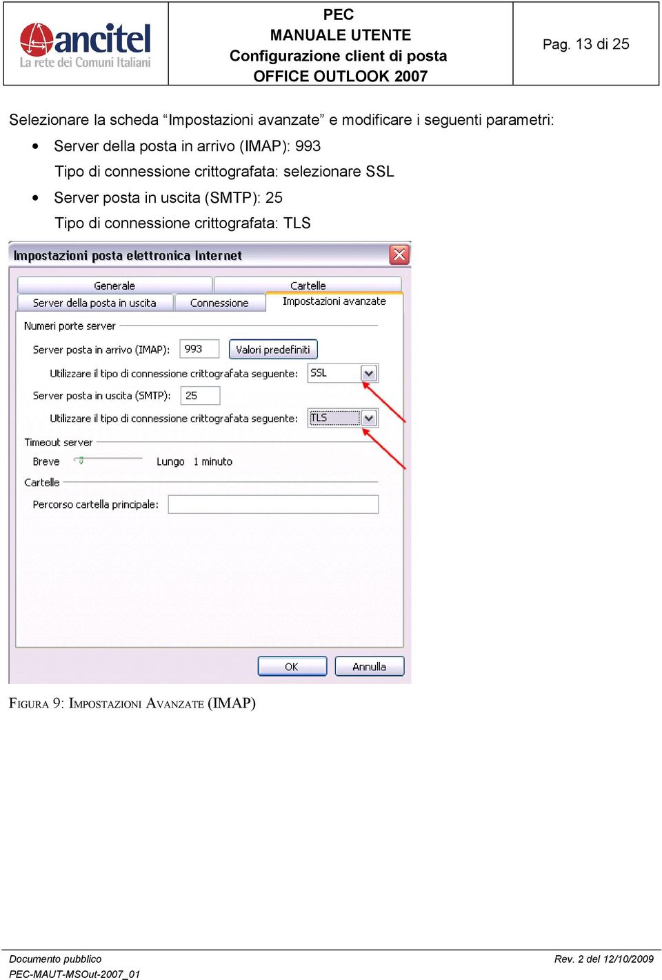 connessione crittografata: selezionare SSL Server posta in uscita (SMTP):