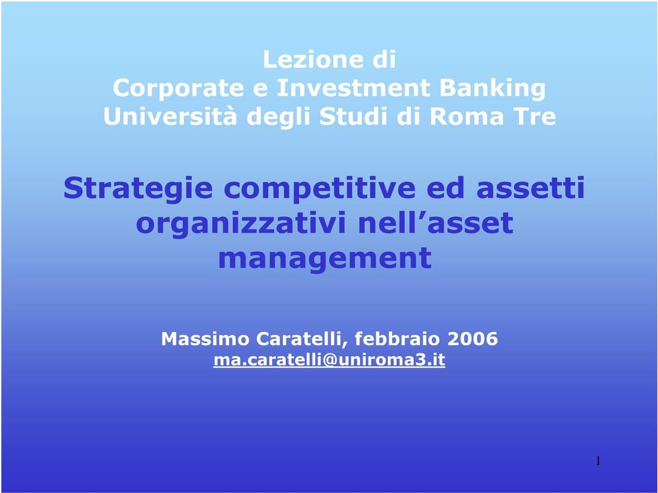 competitive ed assetti organizzativi nell asset