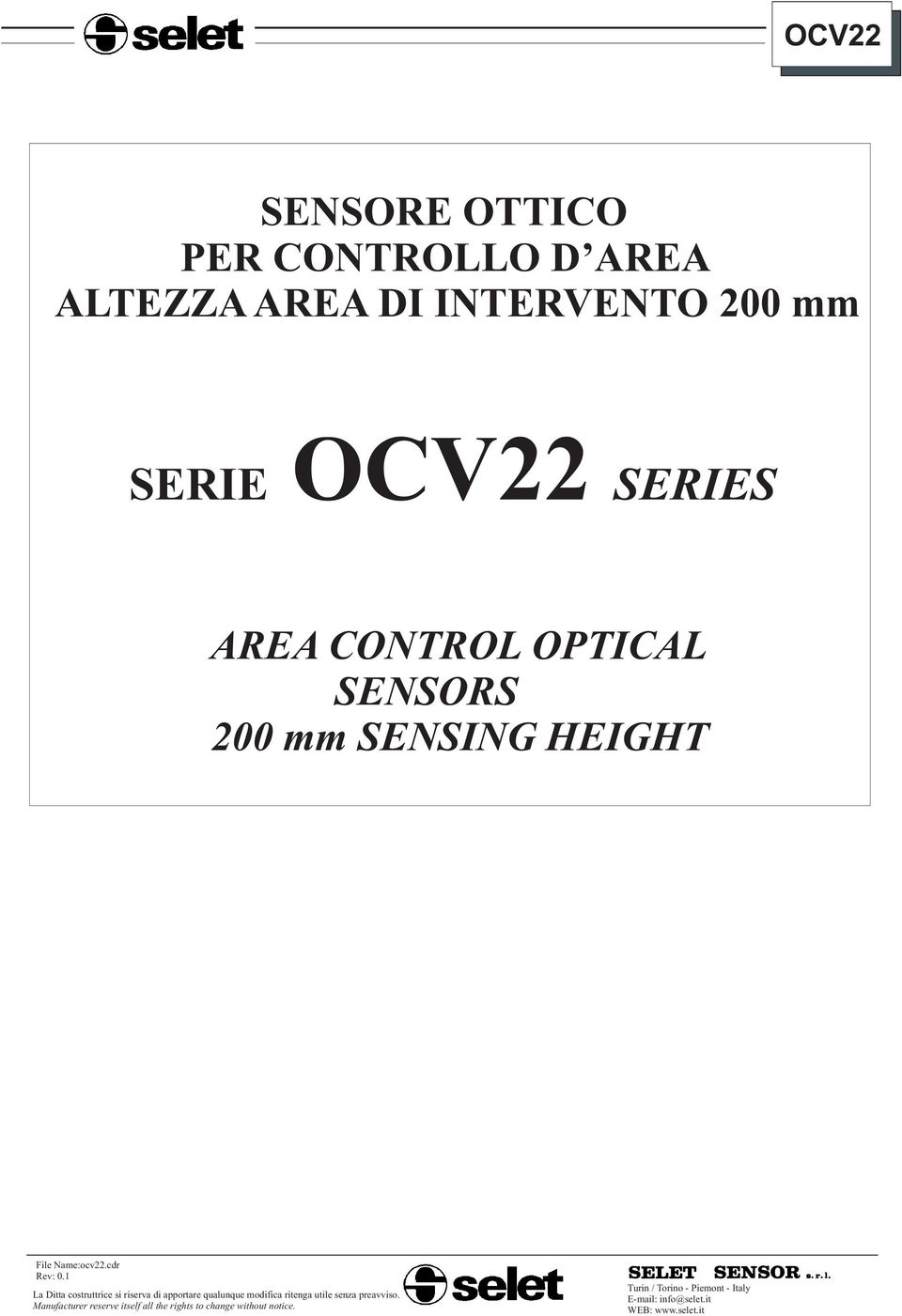 200 mm SERIE OCV22 SERIES AREA