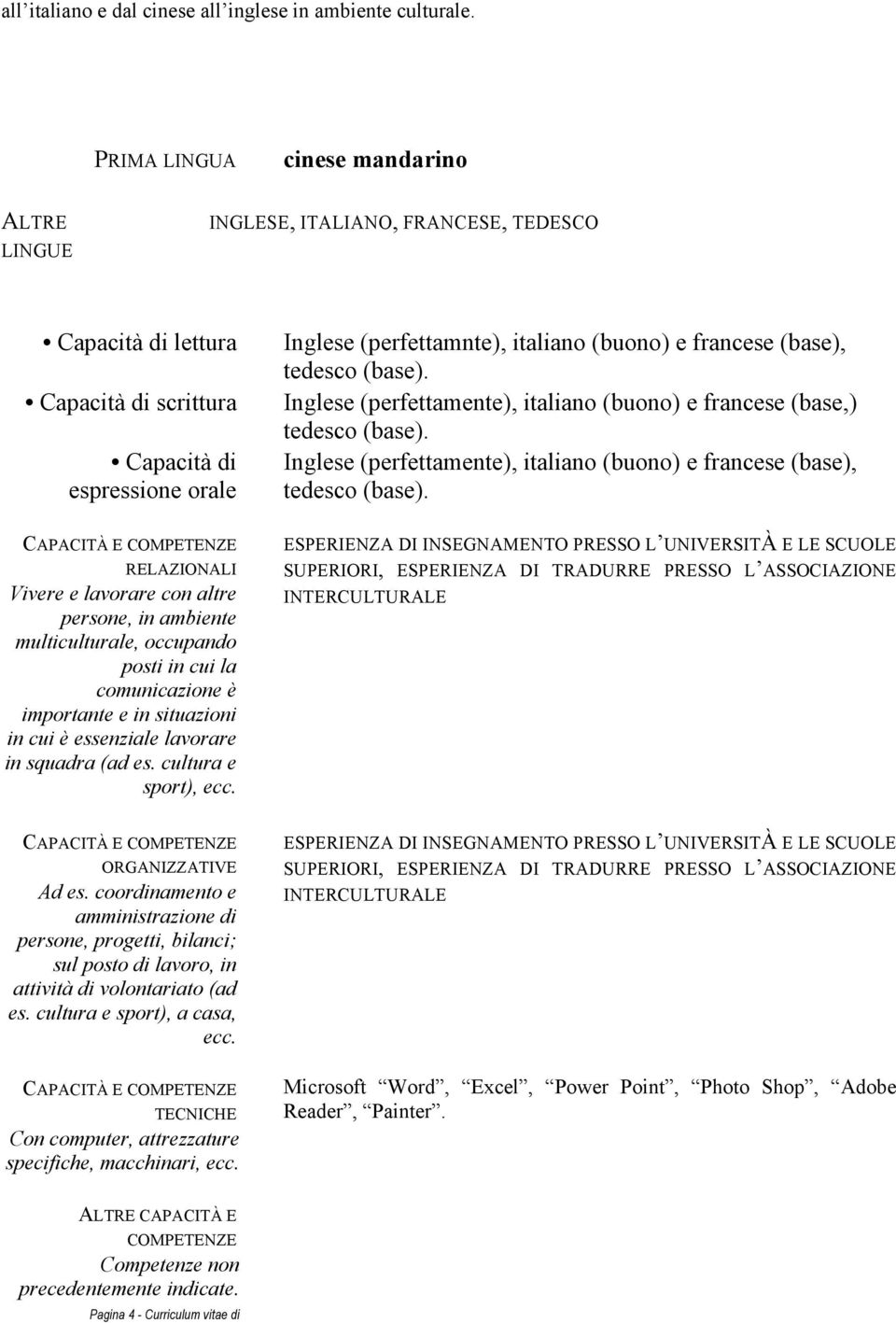 persone, in ambiente multiculturale, occupando posti in cui la comunicazione è importante e in situazioni in cui è essenziale lavorare in squadra (ad es. cultura e sport), ecc.