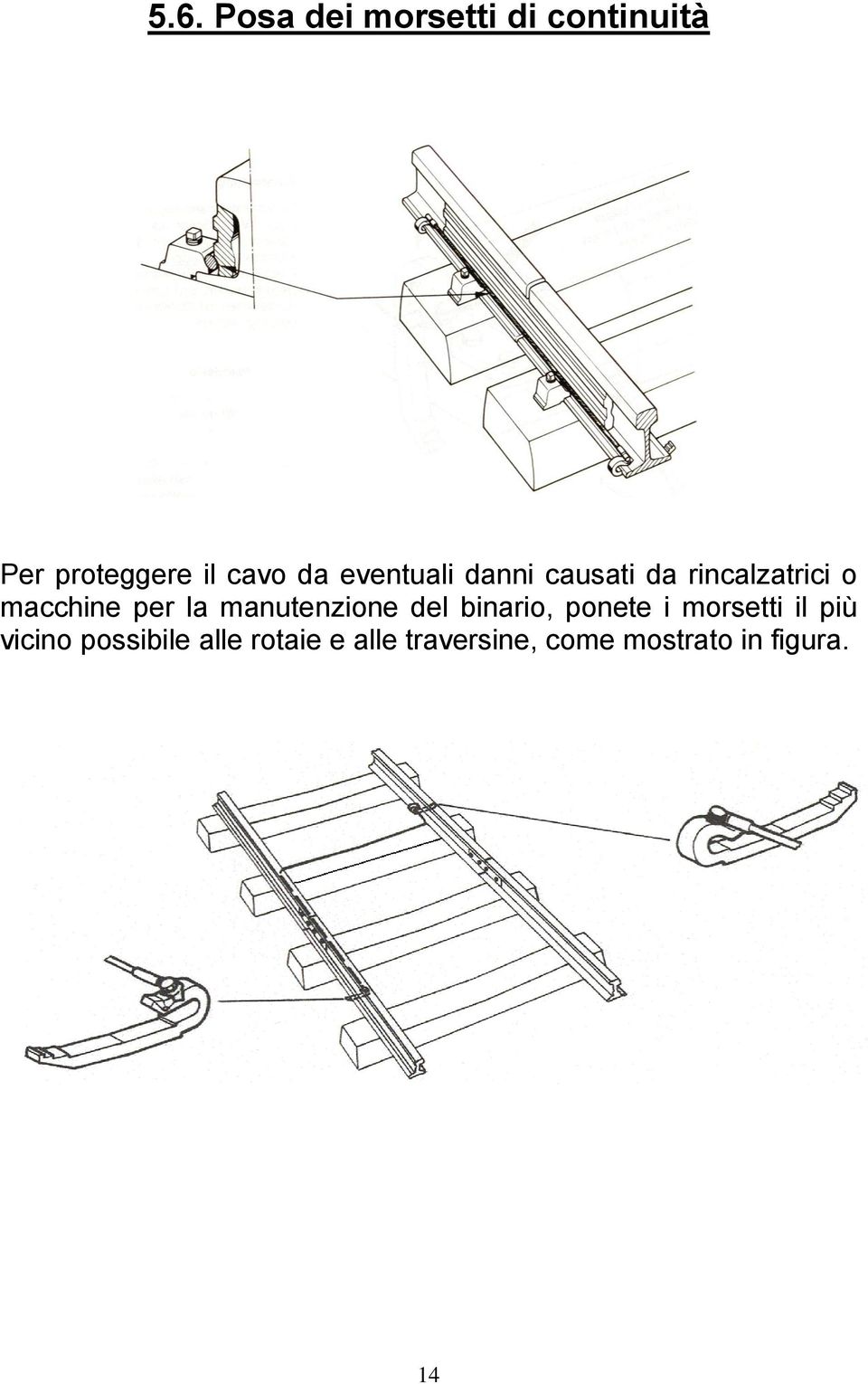 manutenzione del binario, ponete i morsetti il più vicino