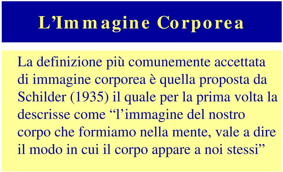 la prima volta la descrisse come l immagine del nostro corpo che