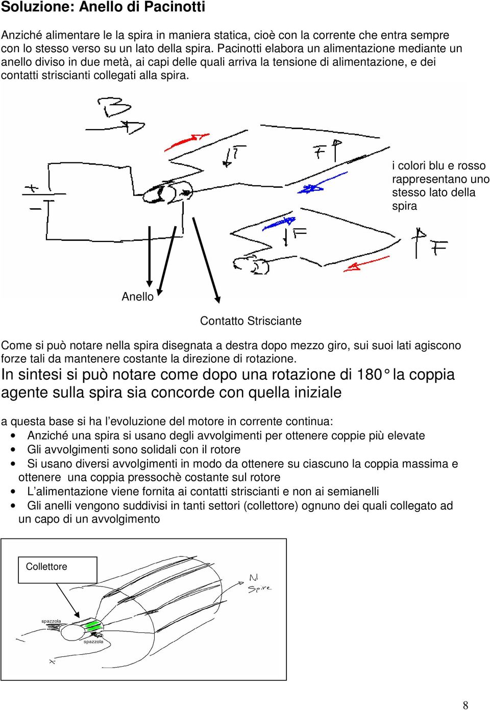 i colori blu e rosso rppresentno uno stesso lto dell spir Anello onttto Striscinte ome si può notre nell spir disegnt destr dopo mezzo giro, sui suoi lti giscono forze tli d mntenere costnte l