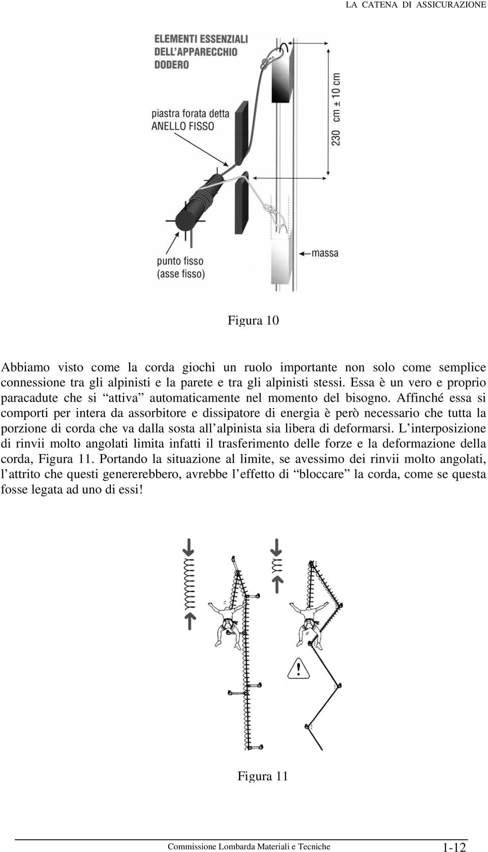 Affinché essa si comporti per intera da assorbitore e dissipatore di energia è però necessario che tutta la porzione di corda che va dalla sosta all alpinista sia libera di deformarsi.