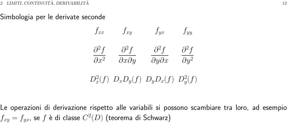 2 y(f) Le operazioni di derivazione rispetto alle variabili si possono