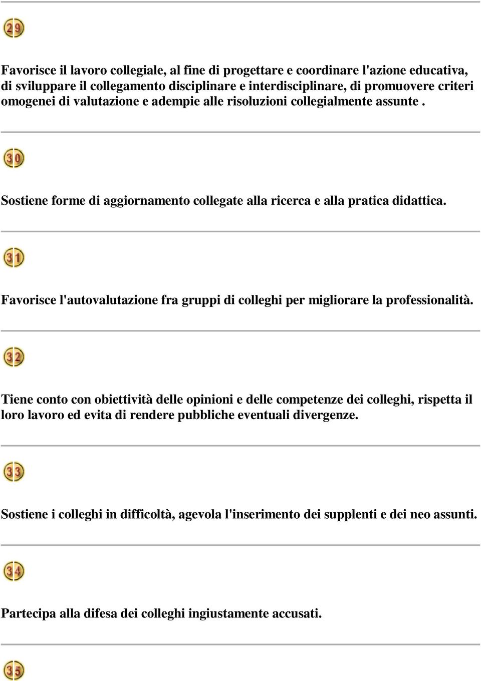 Favorisce l'autovalutazione fra gruppi di colleghi per migliorare la professionalità.