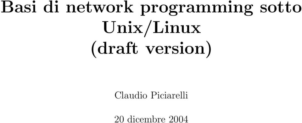 Unix/Linux (draft
