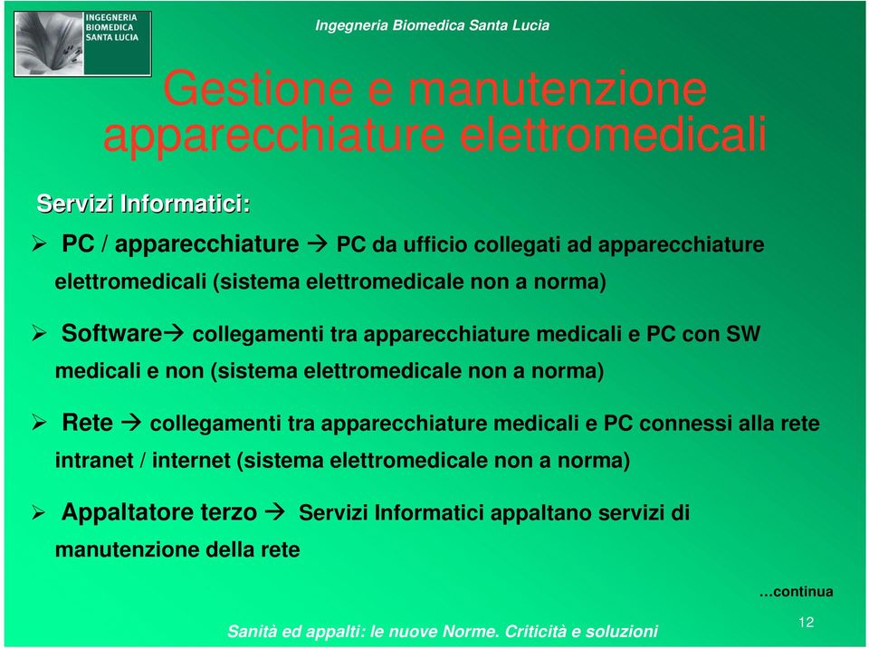 elettromedicale non a norma) Rete collegamenti tra apparecchiature medicali e PC connessi alla rete intranet / internet