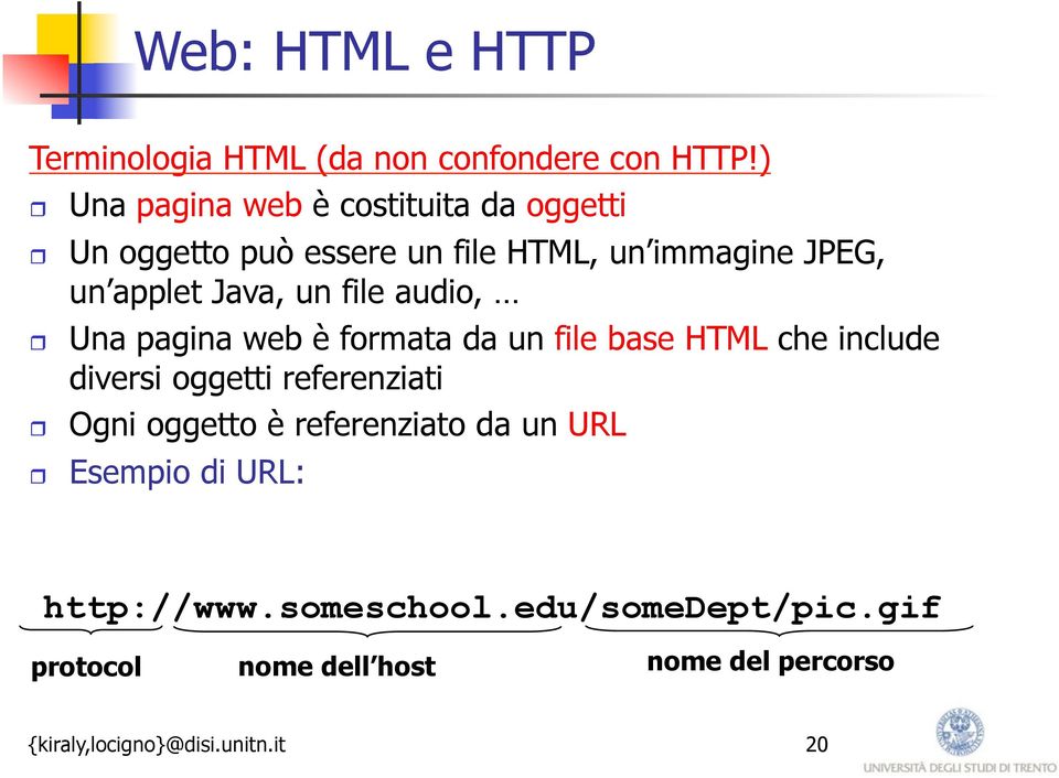 Java, un file audio, Una pagina web è formata da un file base HTML che include diversi oggetti