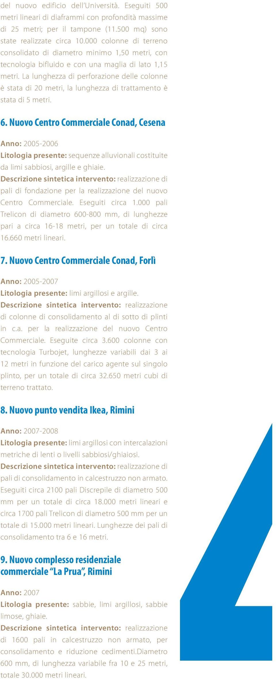 La lunghezza di perforazione delle colonne è stata di 20 metri, la lunghezza di trattamento è stata di 5 metri. 6.