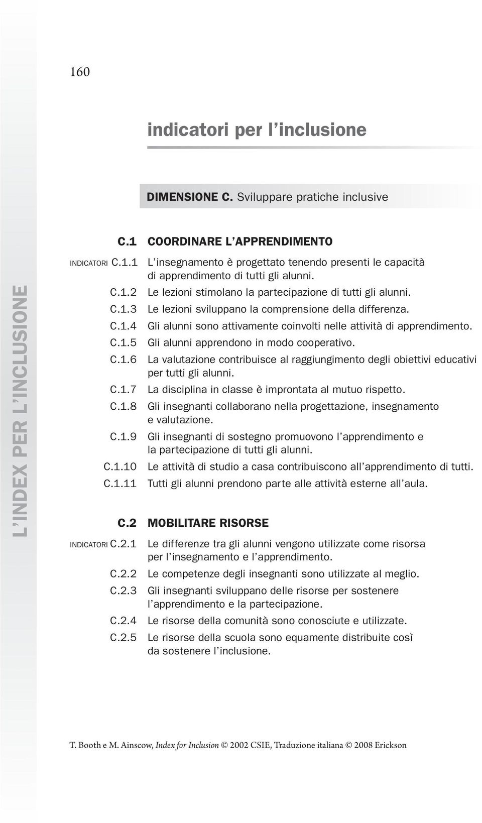 C.1.5 Gli alunni apprendono in modo cooperativo. C.1.6 La valutazione contribuisce al raggiungimento degli obiettivi educativi per tutti gli alunni. C.1.7 La disciplina in classe è improntata al mutuo rispetto.