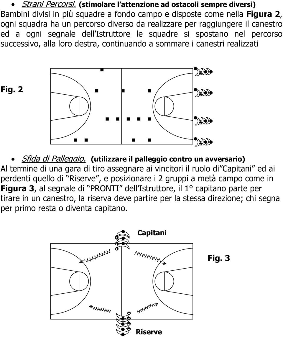 canestro ed a ogni segnale dell Istruttore le squadre si spostano nel percorso successivo, alla loro destra, continuando a sommare i canestri realizzati Fig. 2 Sfida di Palleggio.