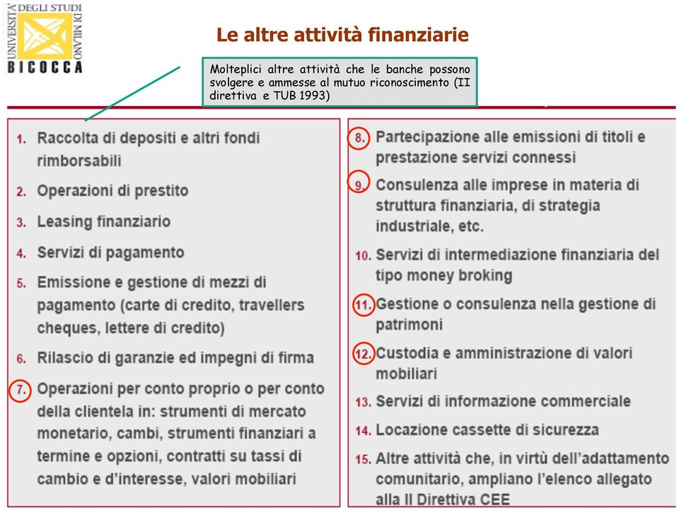 banche possono svolgere e ammesse al