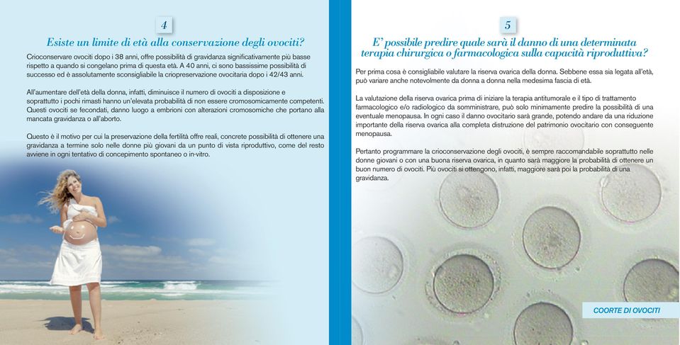 A 40 anni, ci sono bassissime possibilità di successo ed è assolutamente sconsigliabile la criopreservazione ovocitaria dopo i 42/43 anni.