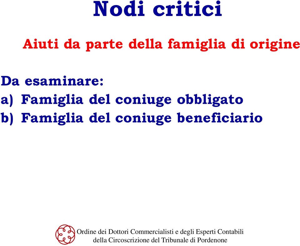 a) Famiglia del coniuge obbligato