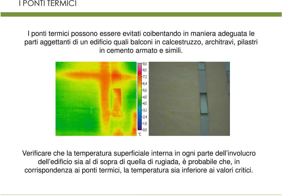 Verificare che la temperatura superficiale interna in ogni parte dell involucro dell edificio sia al di