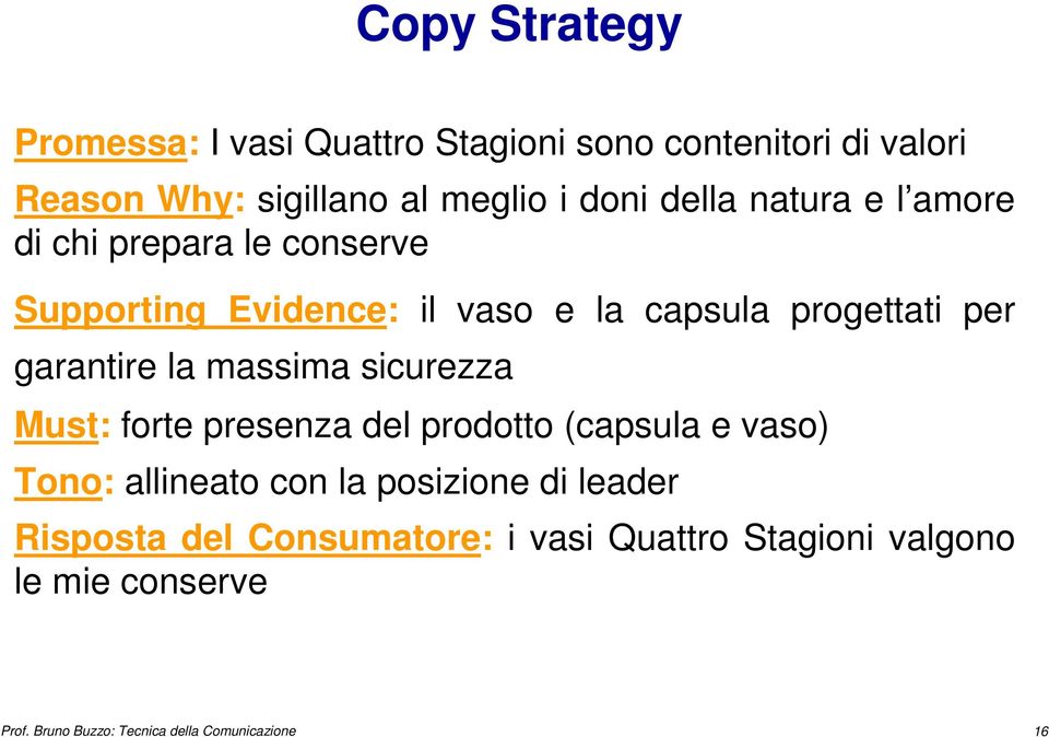 progettati per garantire la massima sicurezza Must: forte presenza del prodotto (capsula e vaso) Tono: