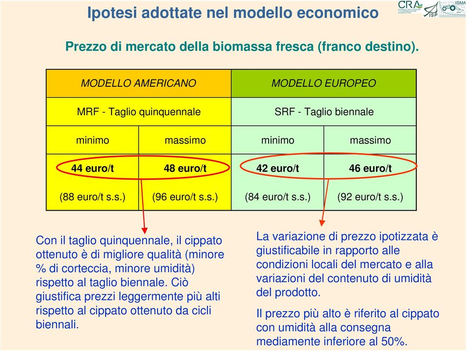 s.) (92 euro/t s.s.) Con il taglio quinquennale, il cippato ottenuto è di migliore qualità (minore % di corteccia, minore umidità) rispetto al taglio biennale.