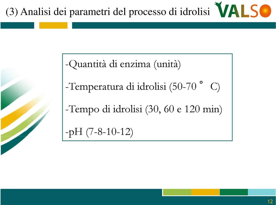 -Temperatura di idrolisi (50-70 C) -Tempo