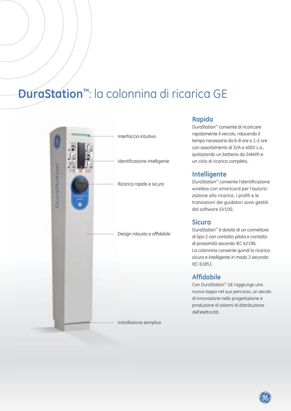 Intelligente DuraStation consente l'identificazione wireless con smartcard per l'autorizzazione alla ricarica. I profili e le transazioni dei guidatori sono gestiti dal software EV100.