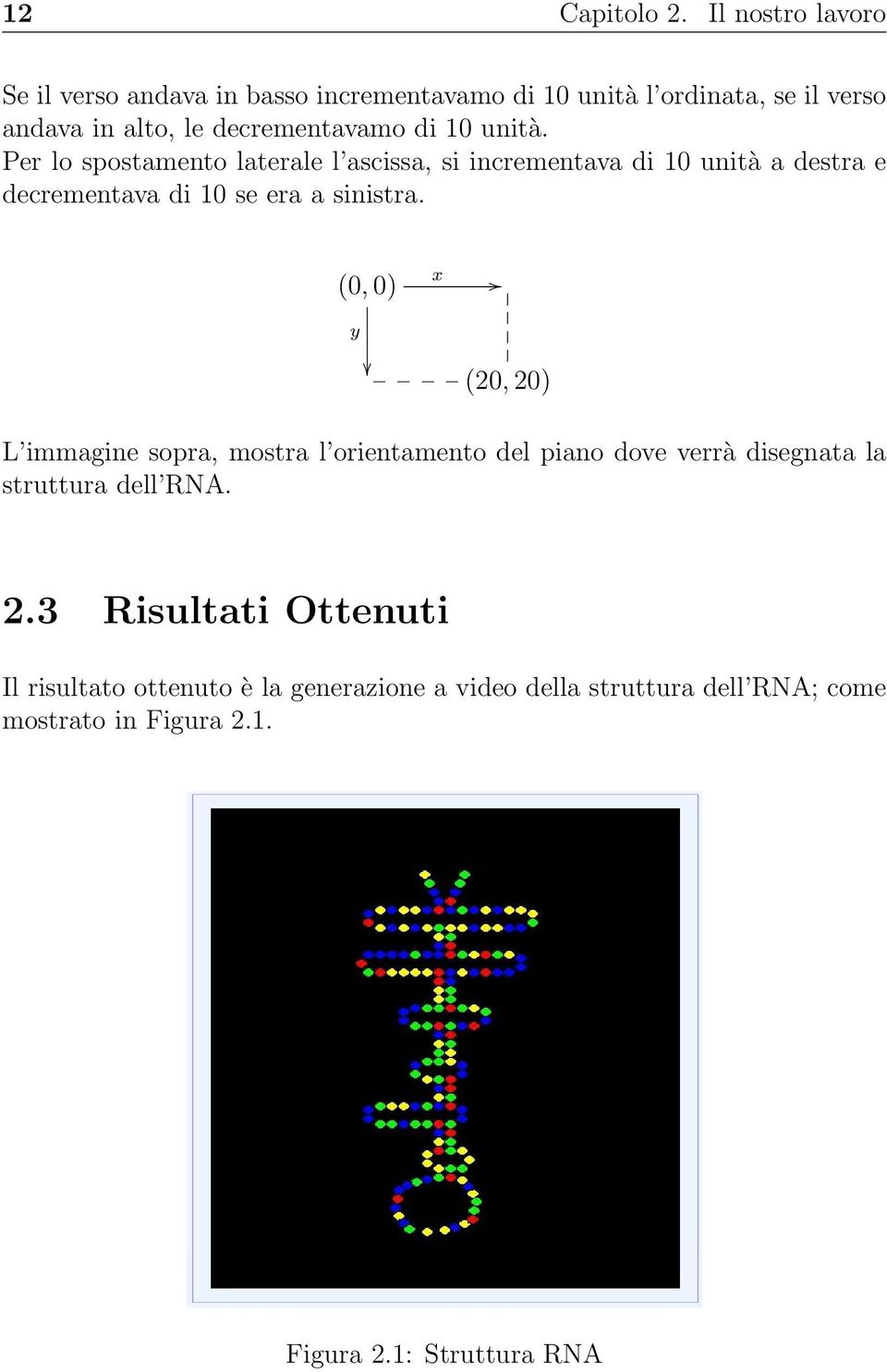 10 unità. Per lo spostamento laterale l ascissa, si incrementava di 10 unità a destra e decrementava di 10 se era a sinistra.