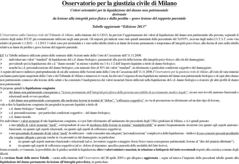 L Osservatorio sulla Giustizia civile del Tribunale di Milano, nella riunione del 6.3.