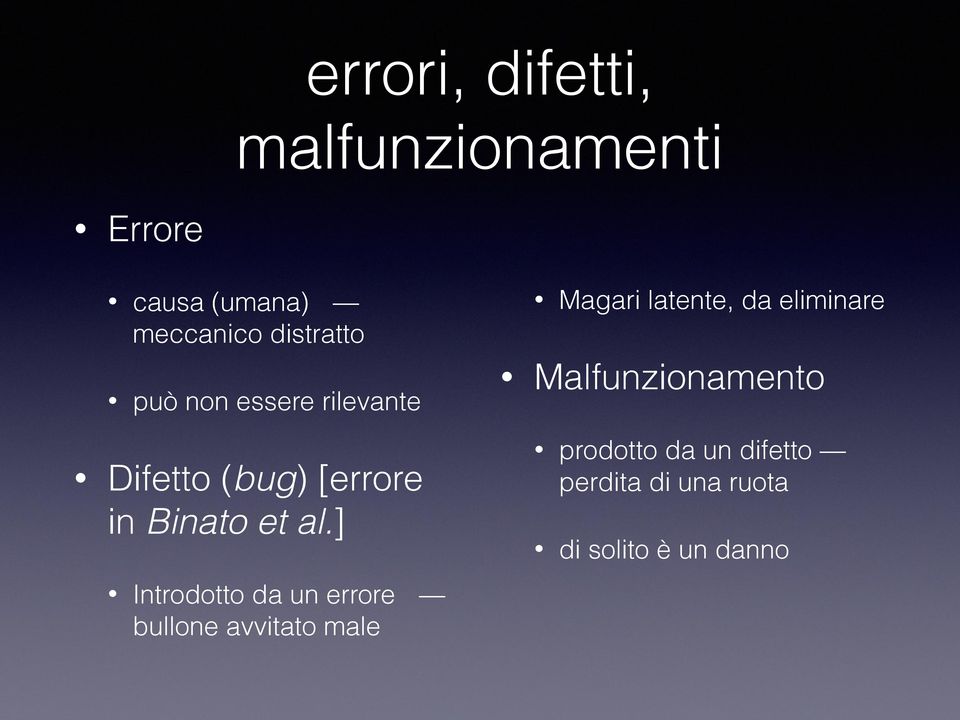 ] Magari latente, da eliminare Malfunzionamento prodotto da un difetto