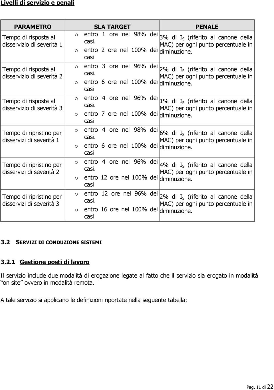 severità 2 Temp di ripristin per disservizi di severità 3 entr 2 re nel 100% dei entr 3 re nel 96% dei. entr 6 re nel 100% dei entr 4 re nel 96% dei. entr 7 re nel 100% dei entr 4 re nel 98% dei.