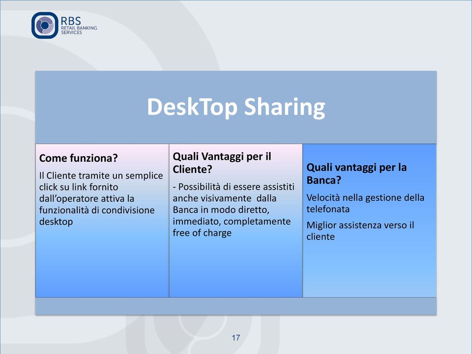 condivisione desktop Quali Vantaggi per il Cliente?