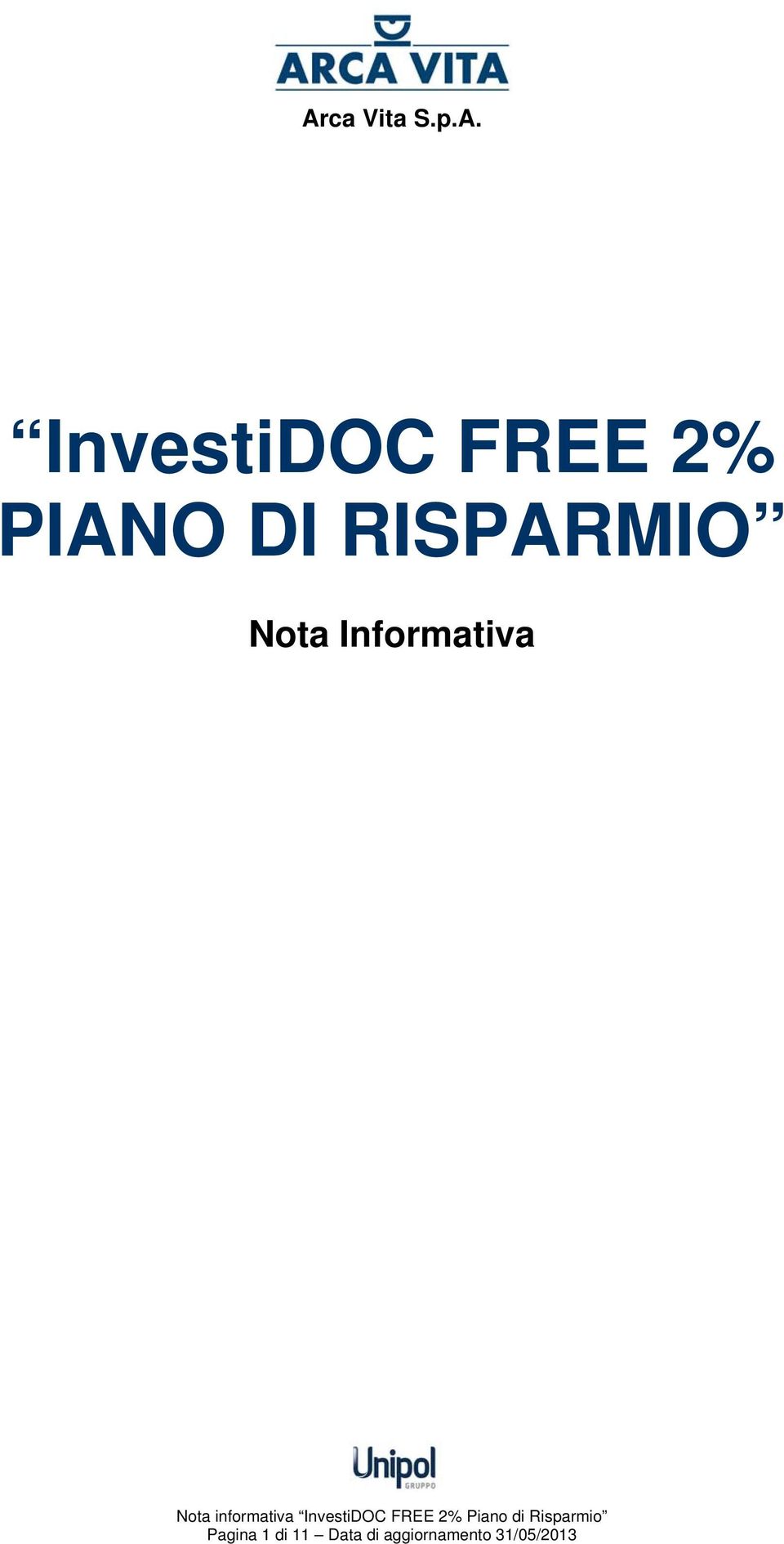 informativa InvestiDOC FREE 2% Piano di