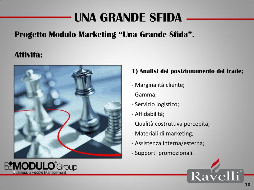 - Gamma; - Servizio logistico; - Affidabilità; - Qualità costruttiva