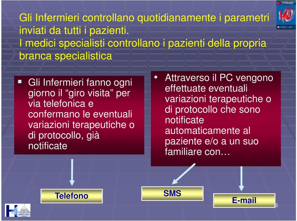 visita per via telefonica e confermano le eventuali variazioni terapeutiche o di protocollo, già notificate Attraverso il