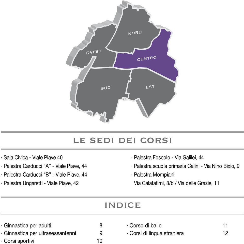 primaria Calini - Via Nino Bixio, 9 Palestra Mompiani Via Calatafimi, 8/b / Via delle Grazie, 11 indice