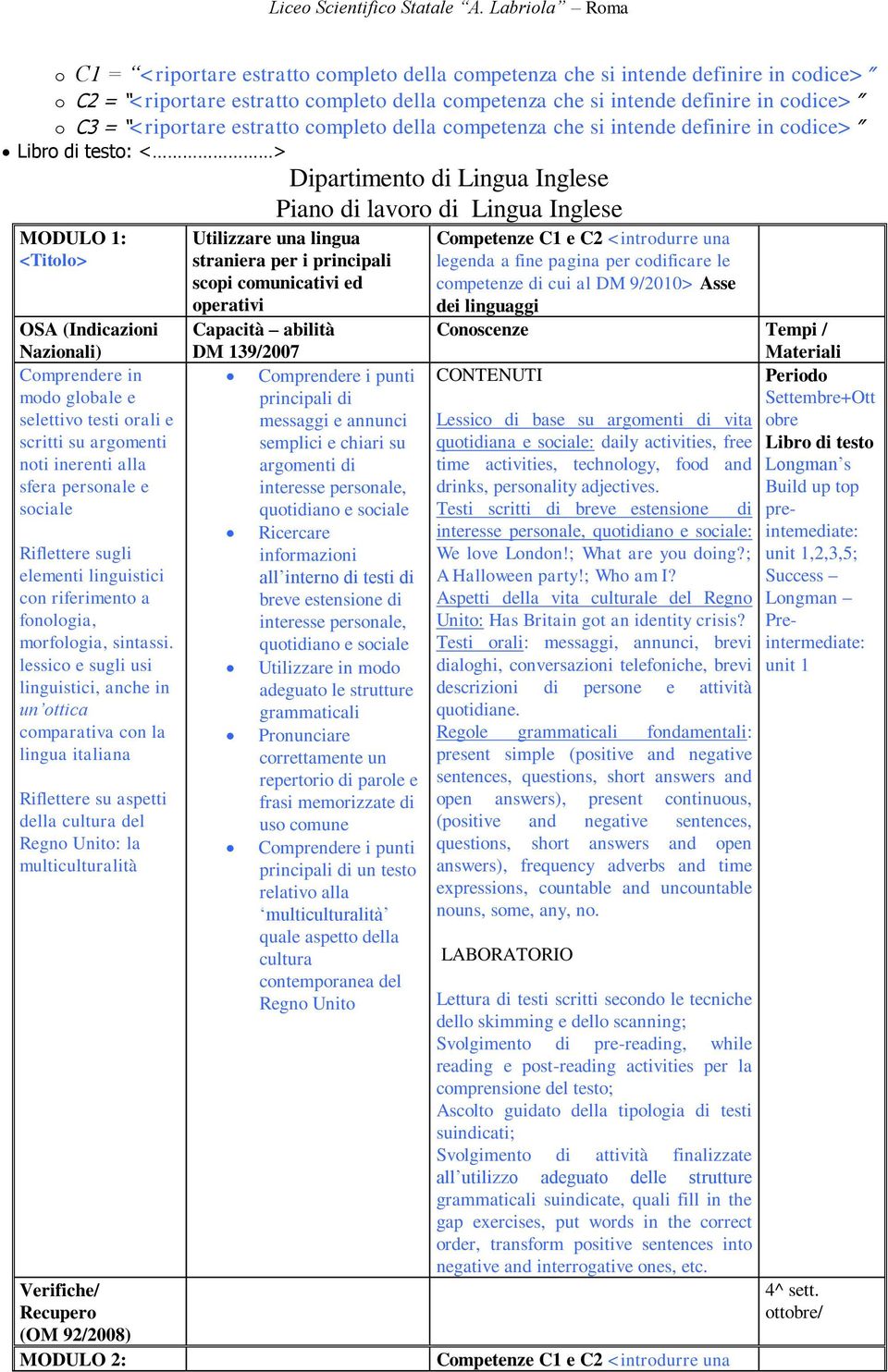 Unito: la multiculturalità MODULO 2: Utilizzare una lingua straniera per i principali scopi comunicativi ed operativi Comprendere i punti semplici e chiari su argomenti di Ricercare all interno di