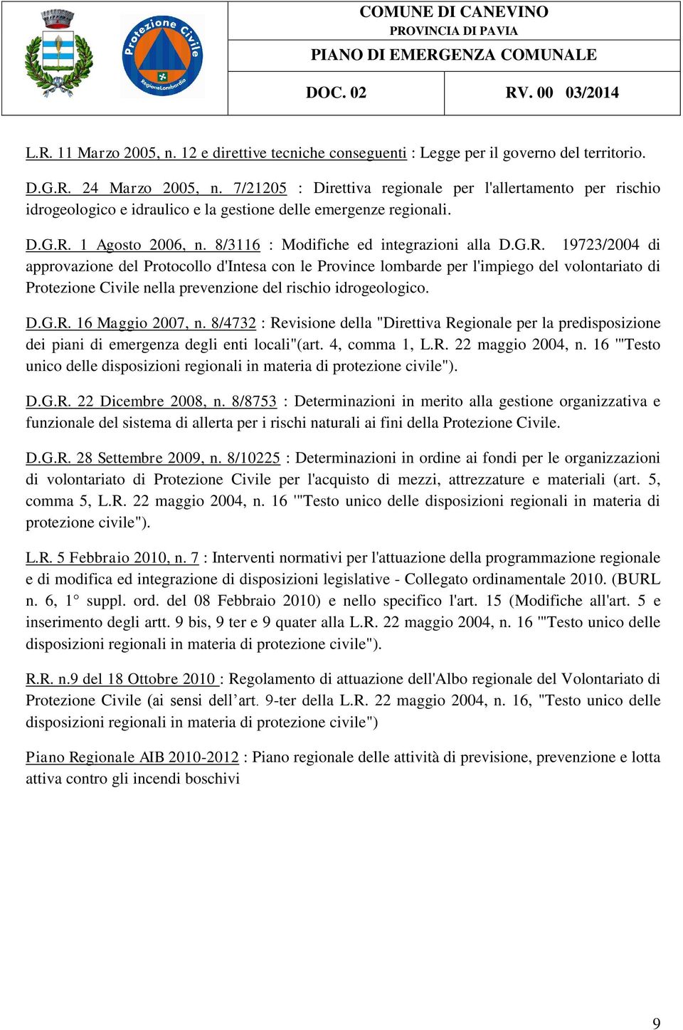 1 Agosto 2006, n. 8/3116 : Modifiche ed integrazioni alla D.G.R.