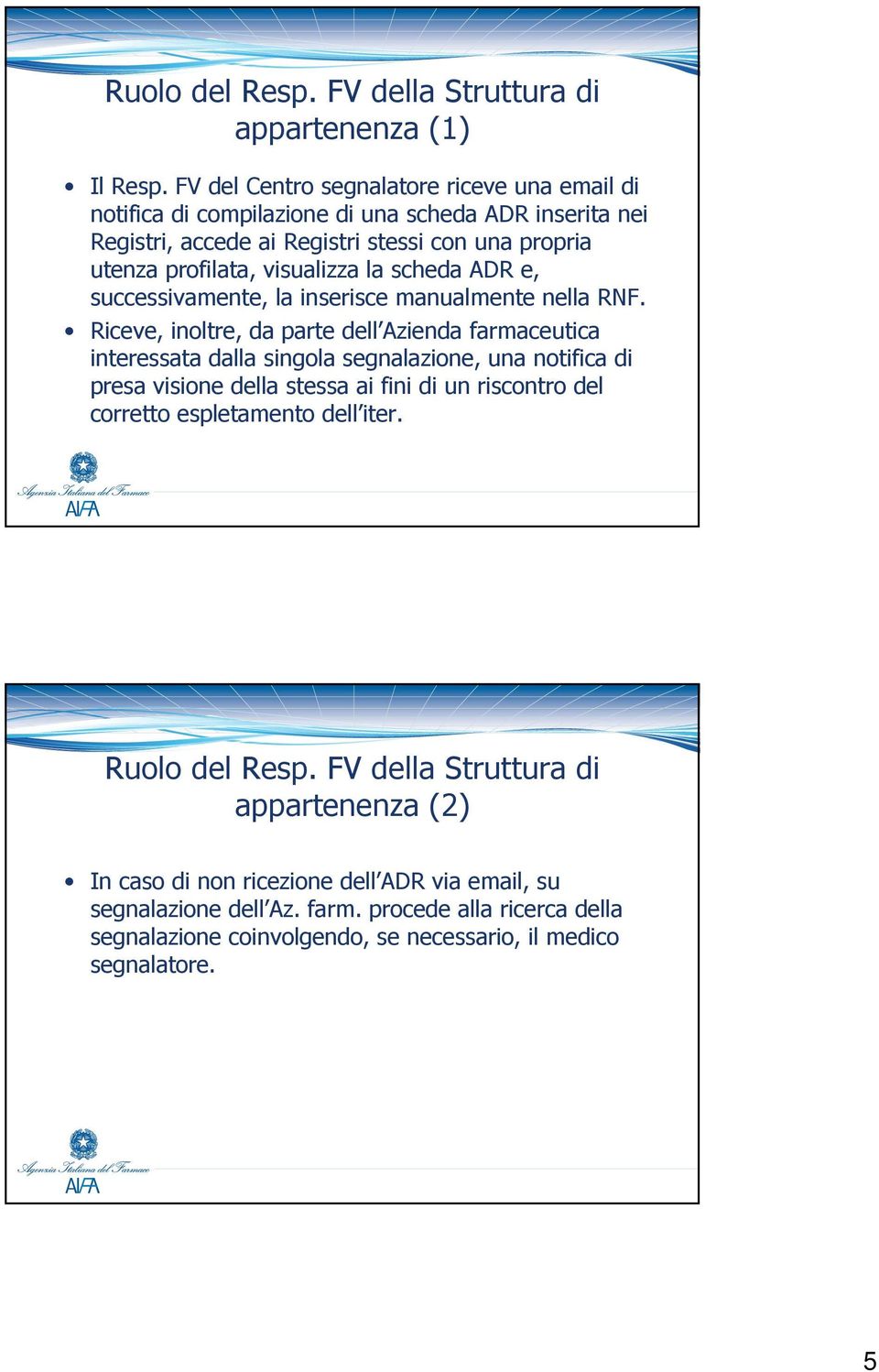 la scheda ADR e, successivamente, la inserisce manualmente nella RNF.