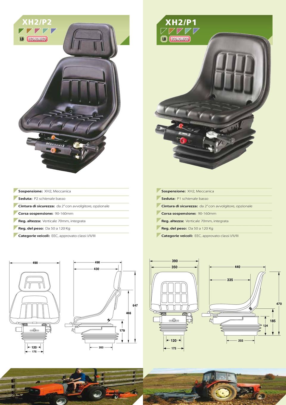 altezza: Verticale 70mm, integrata Sospensione: XH2, Meccanica Seduta: P1