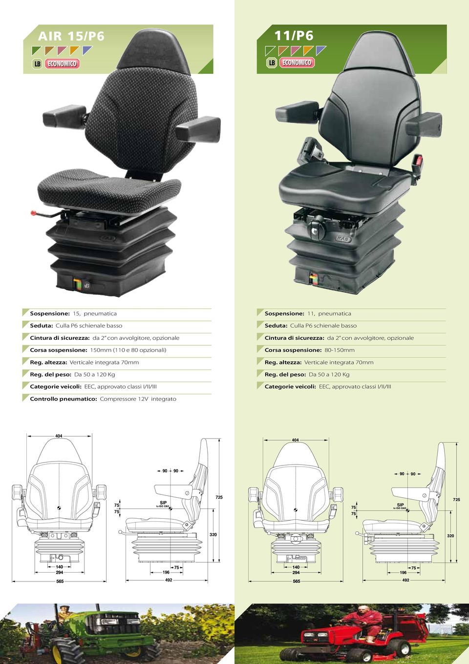 altezza: Verticale integrata 70mm Sospensione: 11, pneumatica Seduta: Culla P6 schienale basso Corsa