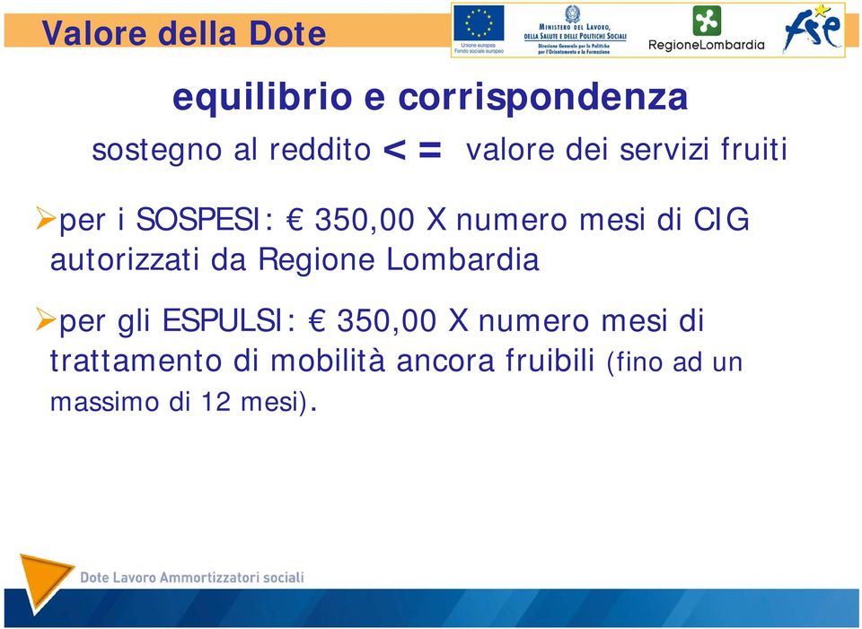 autorizzati da Regione Lombardia per gli ESPULSI: 350,00 X numero mesi