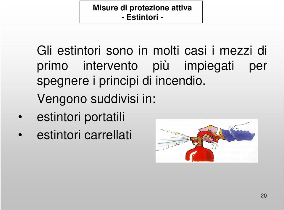 spegnere i principi di incendio.