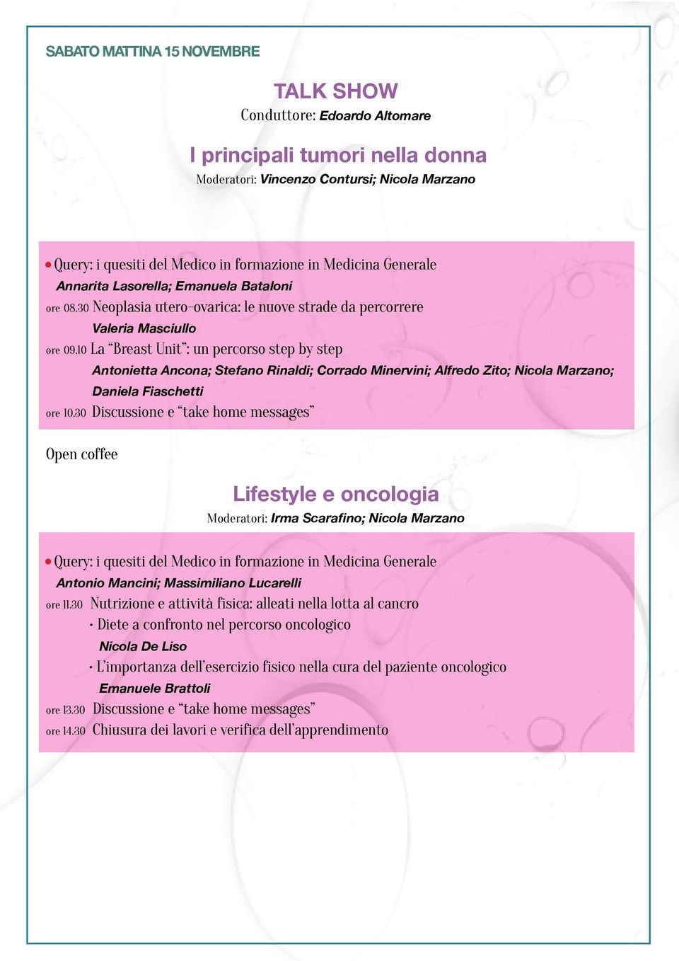 10 La Breast Unit : un percorso step by step Antonietta Ancona; Stefano Rinaldi; Corrado Minervini; Alfredo Zito; Nicola Marzano; Daniela Fiaschetti ore 10.