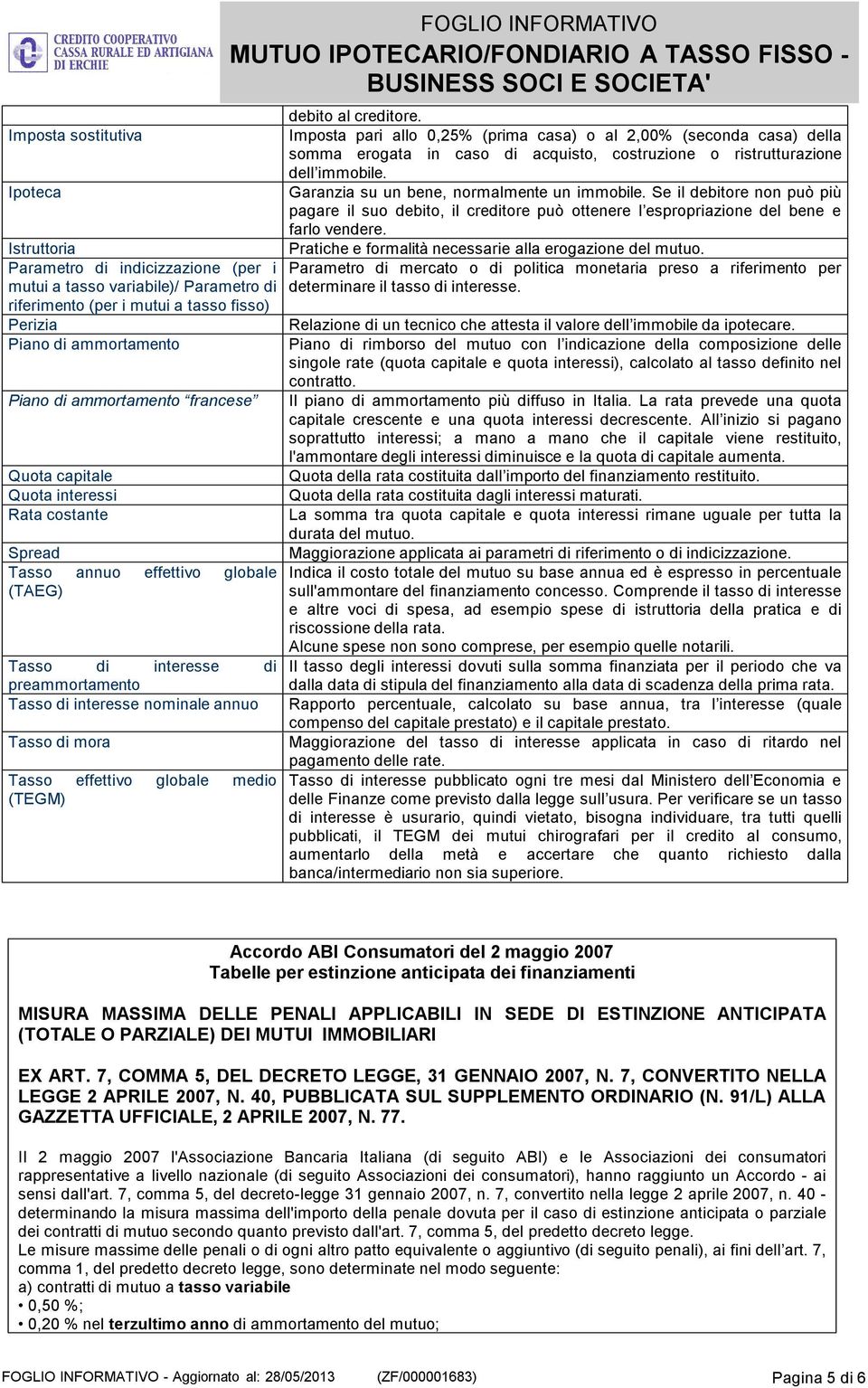 Garanzia su un bene, normalmente un immobile. Se il debitore non può più pagare il suo debito, il creditore può ottenere l espropriazione del bene e farlo vendere.