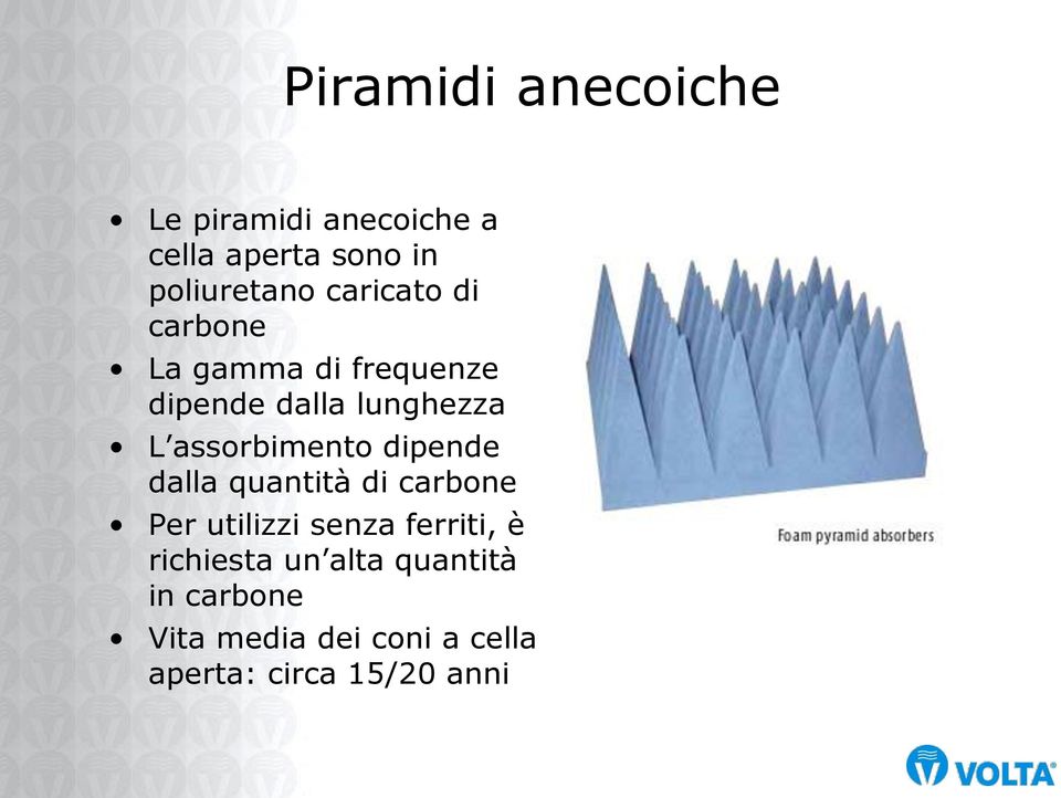 assorbimento dipende dalla quantità di carbone Per utilizzi senza ferriti, è