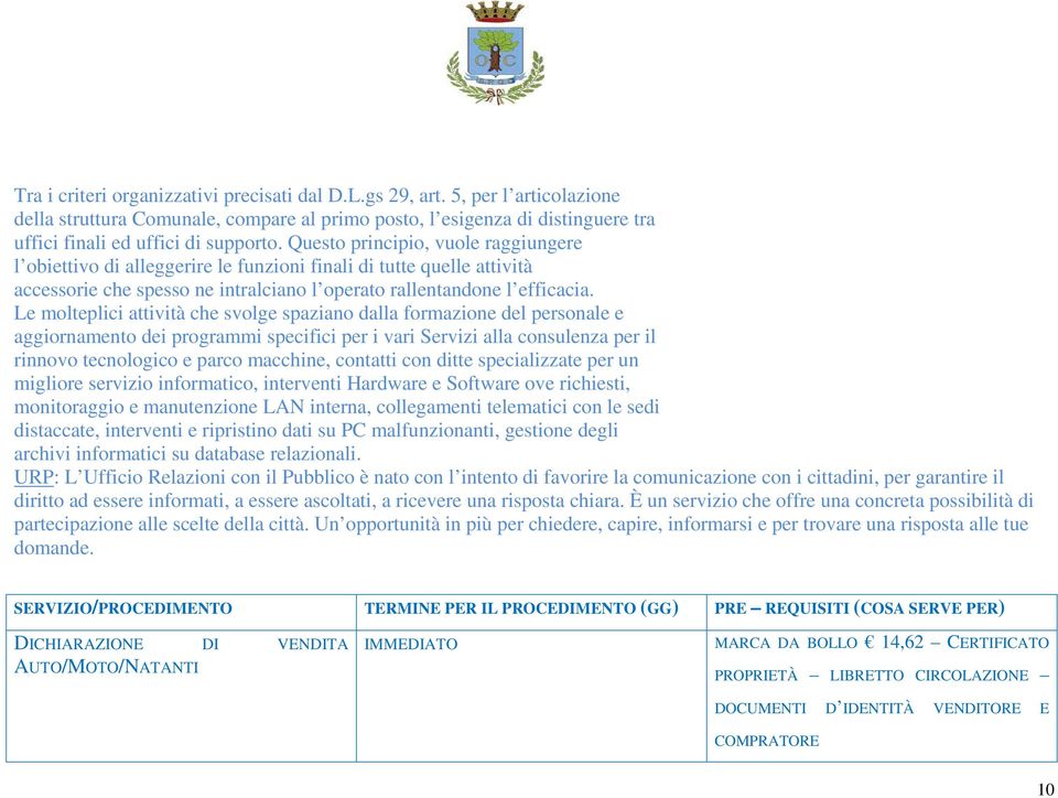 Le molteplici attività che svolge spaziano dalla formazione del personale e aggiornamento dei programmi specifici per i vari Servizi alla consulenza per il rinnovo tecnologico e parco macchine,