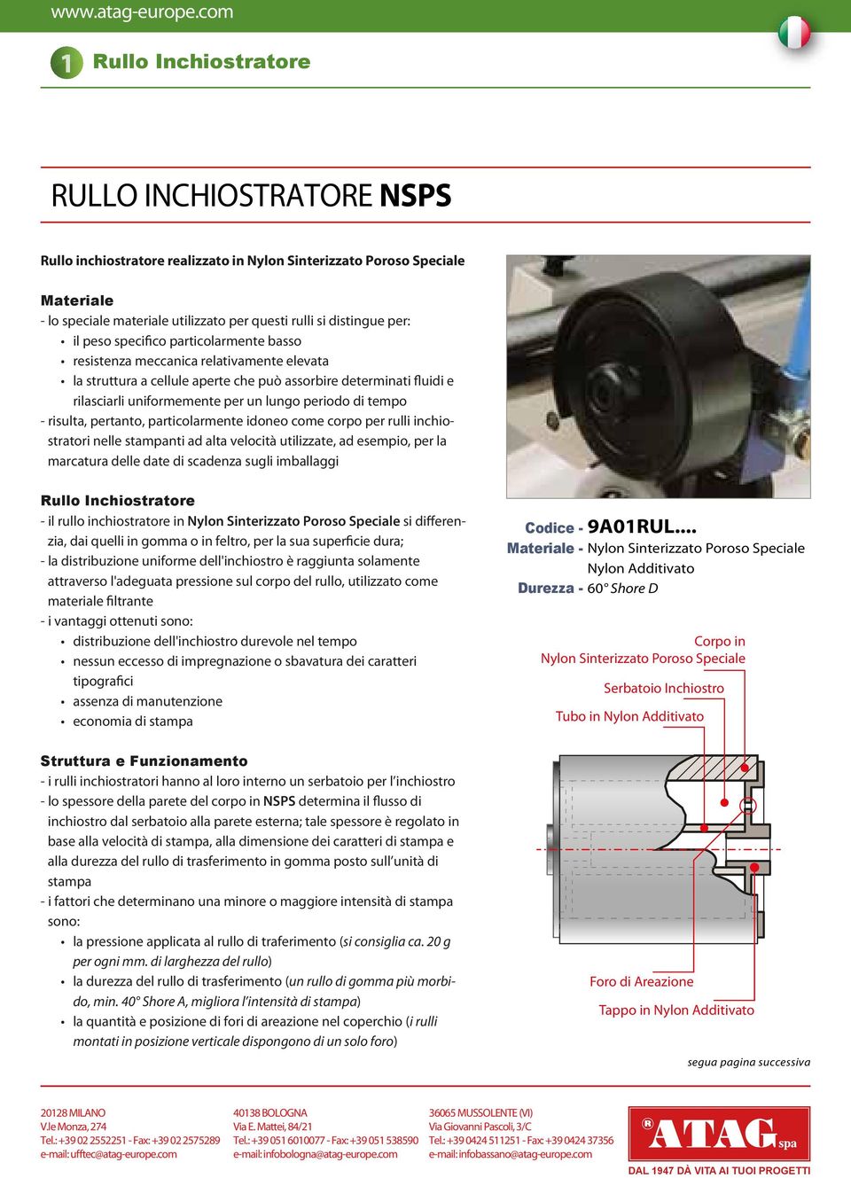 particolarmente idoneo come corpo per rulli inchiostratori nelle stampanti ad alta velocità utilizzate, ad esempio, per la marcatura delle date di scadenza sugli imballaggi - il rullo inchiostratore