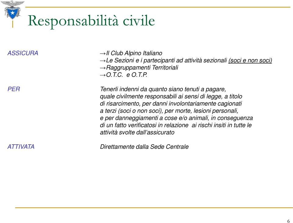 Tenerli indenni da quanto siano tenuti a pagare, quale civilmente responsabili ai sensi di legge, a titolo di risarcimento, per danni