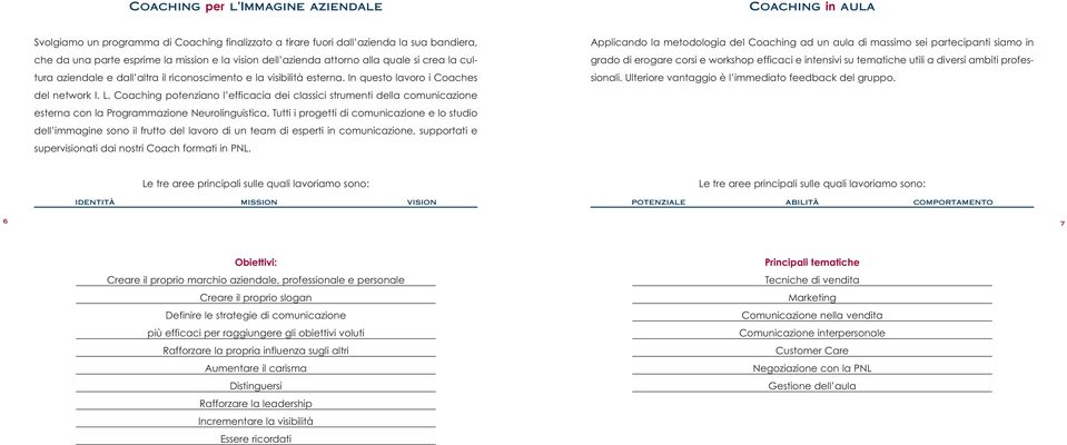 Coaching potenziano l efficacia dei classici strumenti della comunicazione esterna con la Programmazione Neurolinguistica.