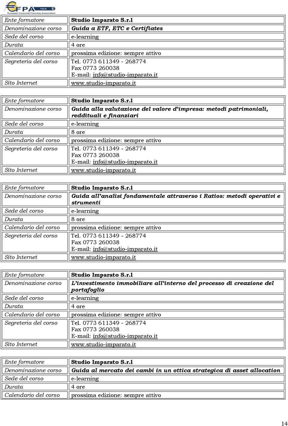 0773 611349-268774 Guida all analisi fondamentale attraverso i Ratios: metodi operativi e strumenti corso Tel.