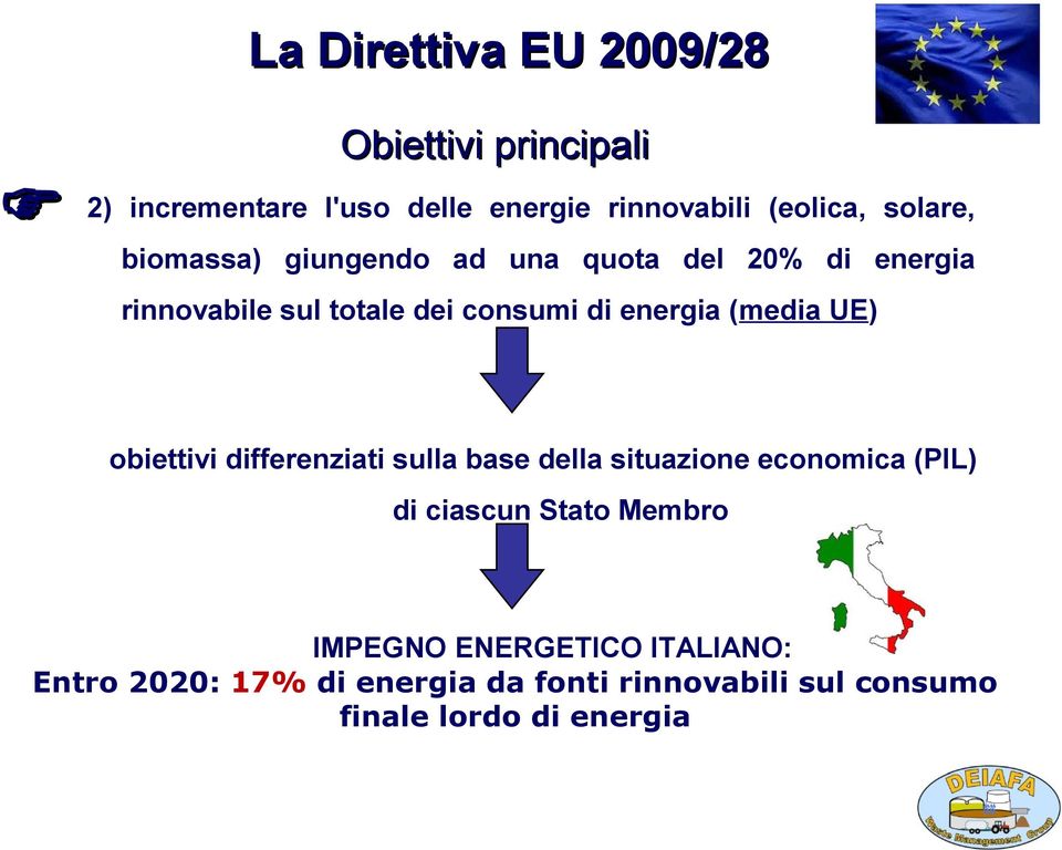 (media UE) obiettivi differenziati sulla base della situazione economica (PIL) di ciascun Stato Membro